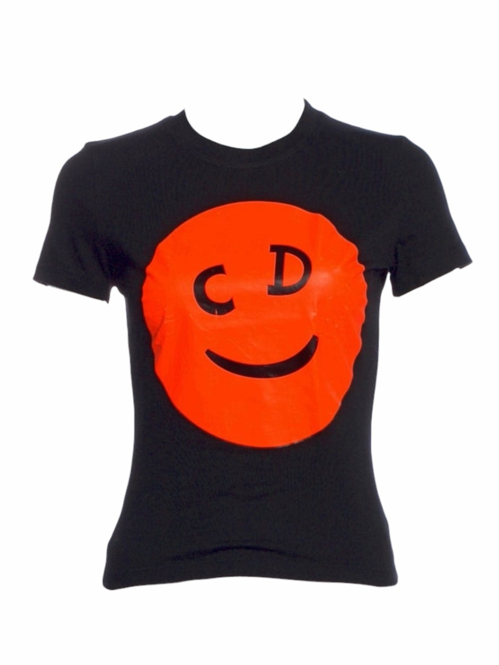 Vintage Christian Dior CD Logo Neon Smiley Face Tee Shirt Top